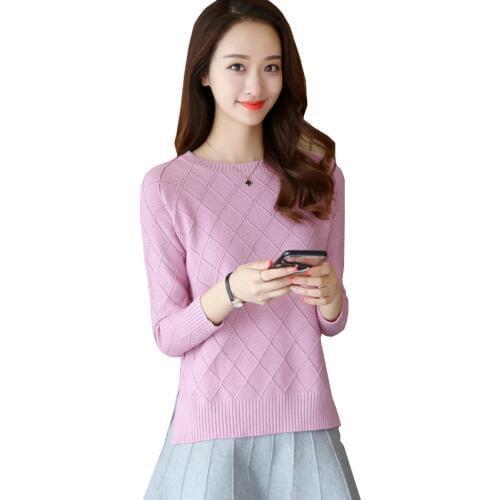 Spring Autumn Women Clothing Long Sleeve Sweater Pullover loose O-neck Short Bottoming Shirt Casual Wild Female Tops Coat AA897