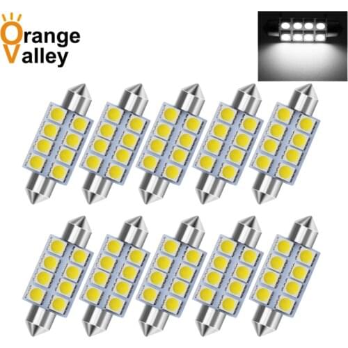 10pcs C5W Festoon 3 4 6 8 LED 5050 SMD Car Auto Interior Reading Light Dome Lamp 31 36 39 41mm DC 12V