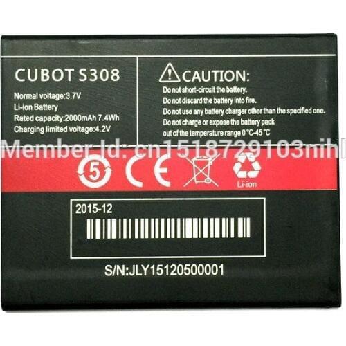 2000mAh High Quality Mobile Phone Battery Replacement For CUBOT S308 Phone
