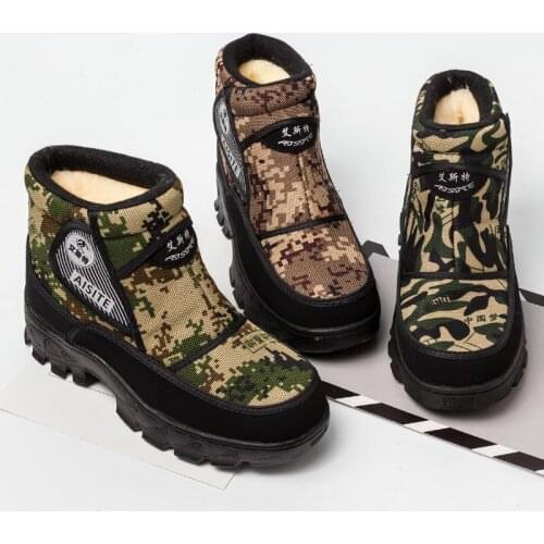 2019 Men Boots platform snow boots for men thick plush waterproof slip-resistant winter shoes Plus size ghn78