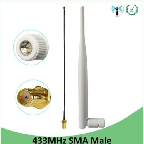 5pcs 433MHz Antenna 5dbi SMA Male Connector folding 433 mhz antena directional antenne + 21cm RP-SMA/u.FL Pigtail Cable