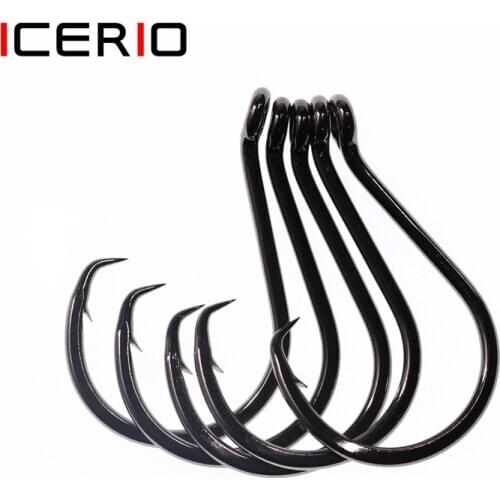 ICERIO 5pcs Barbed Fishhook Octopus Catfish Snapper Circle Saltwater Hook High Carbon Steel Offset Hooks 1#~9/0# Fishing Tackle