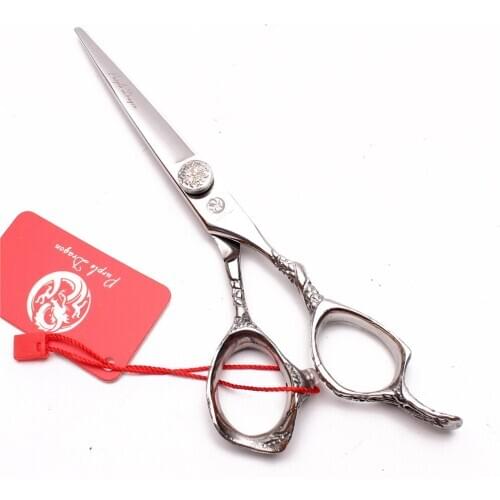 9001# 5.5" 440C Silver Purple Dragon Haircut Shears Barber Scissors Cutting Shears Thinning Scissors Professional Hair Scissors