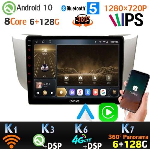 1280*720P 6+128G Android 10 IPS Car GPS Radio Player For Lexus RX300 RX330 RX350 Head Unit 4G WiFi 360 4*AHD Camera SPDIF DSP