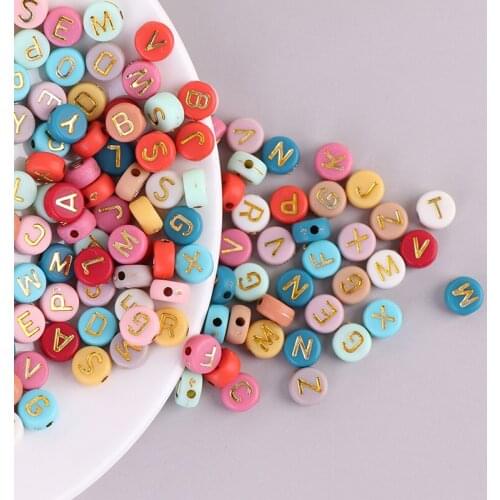 Mixed Letter Acrylic Beads Round Flat Loose Spacer Alphabet Beads For Jewelry Making Handmade DIY Bracelet Necklace Accessories