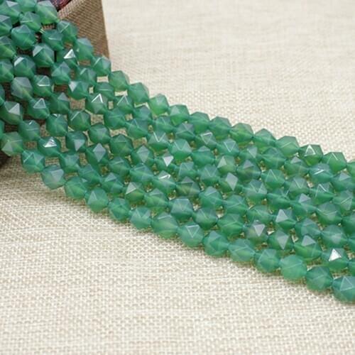 Faceted Green Agates Stereoscopic Beads Natural Green Stone Beads Pick Size 8mm Beads For Jewelry Making Bracelet Necklace Beads