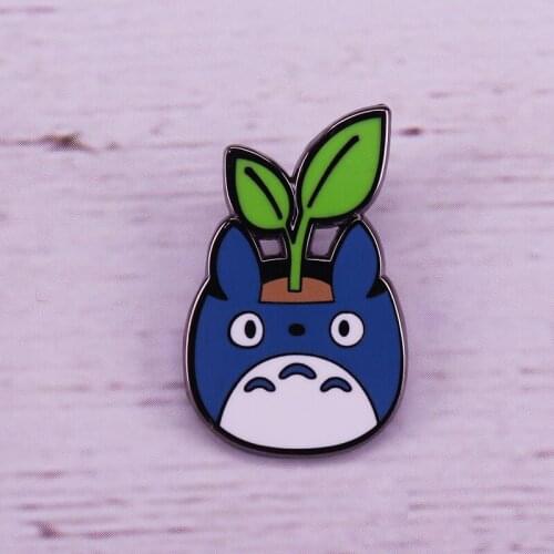 Totoro Planter Enamel Pin Studio Ghibli lapel badge houseplant pot pin