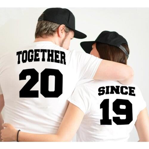 Together Since 2019 Anniversary Couple Tshirt Summer Casual Short Sleeve Couple Shirt Clothes for Lover Valentines Gift