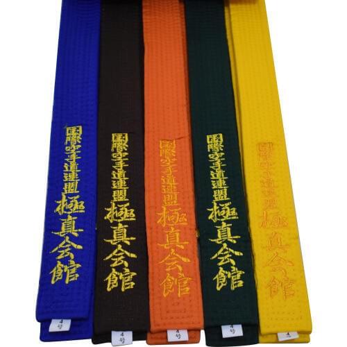 Hot Professional Kyokushin Kai Karate Belts Kyokushin Kai Kan IKO Embroidery Belts Color Karate Belt