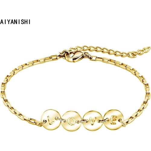 AIYANISHI Customized Letter Bracelets Bangles for Women Jewelry Gifts Custom Your Name Bangles Personalized Letters Bracelets