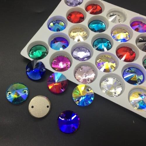 K9 Sew On 3200 Crystal Rivoli Sew On Stones Flatback 10 12 14 16 mm Round Sewing Glass Crystal Beads for dress jewelry