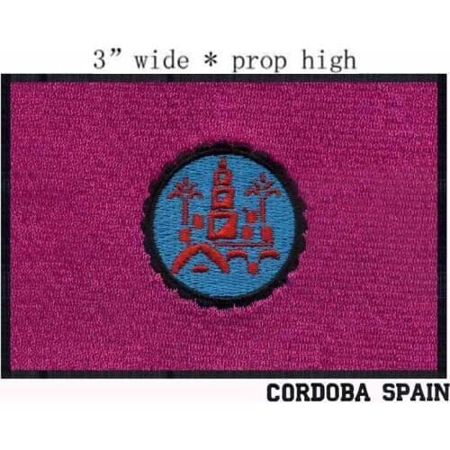 Cordoba, Spain Flag 3" wide embroidery patch for red applique/tree circle/flower embroidery patch