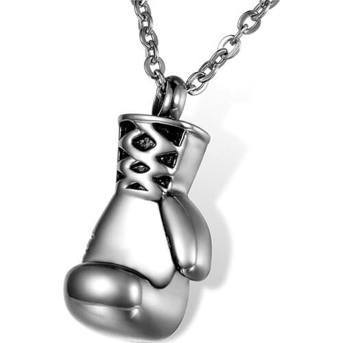 Cremation Jewellery Stainless Steel Boxing Glove Memorial Ash Pendant Urn Necklace Keepsake
