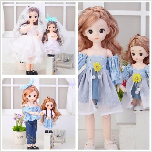 1/6 12Inch BJD Doll +6 Inch Removable Joints Dolls Cute Parent-child doll With Clothes and Shoes Birthday Surprise Toys For Girl
