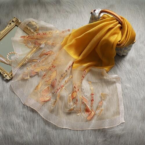 Fashion 2020 Silk Wool Scarf New Embroidered Women Shawls And Wraps Lady Travel Pashmina High Quality Winter Neck Scarves Hijab