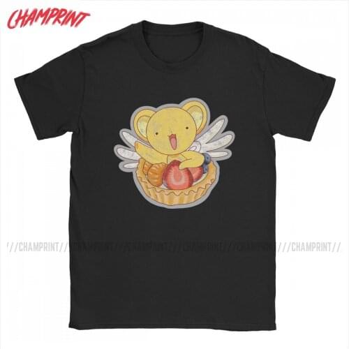 Kero Cake Cardcaptor Sakura T Shirts for Men Pure Cotton T-Shirt Round Collar Card Captor Tee Shirt Short Sleeve Tops Party