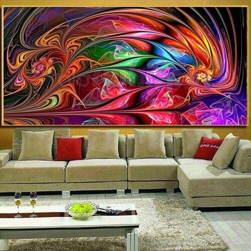 Full square/round drill 5D DIY diamond painting Abstract colorful feath Embroidery Pattern Cross stitch kit mosaic room decor