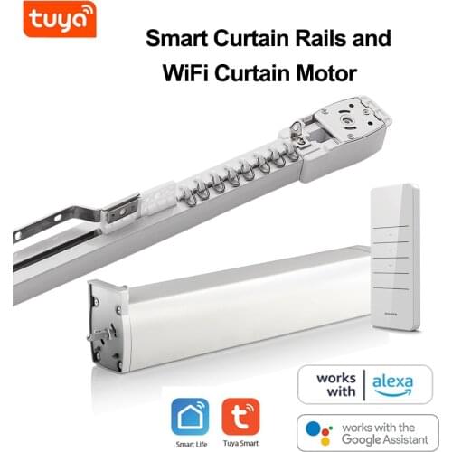 Tuya APP Control Customizable Intelligent home Motorized Smart wifi Curtain motor With Curtain Track Work with Alexa Google Home