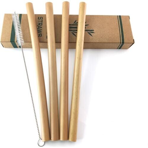 Natural Bamboo Drinking Straw Set Biodegradable Bamboo Straws Reusable Thick Straw Tableware with Cleaning Brush Sugarcane Straw