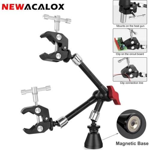 PCB Board Fixture Clips Magnetic Base Heat Gun Bracket Hot Air Gun Stand Soldering Third Hand Tool for Welding Desoldering