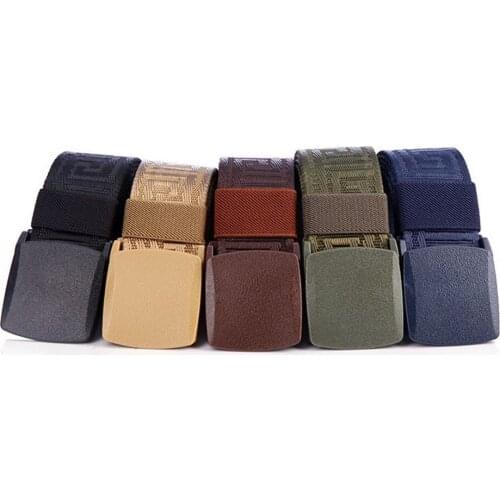 New POM Quick-drying Smooth Buckle Tactical Security Check Belt for Men Fashion Outdoor Military Training Canvas Designer Belt