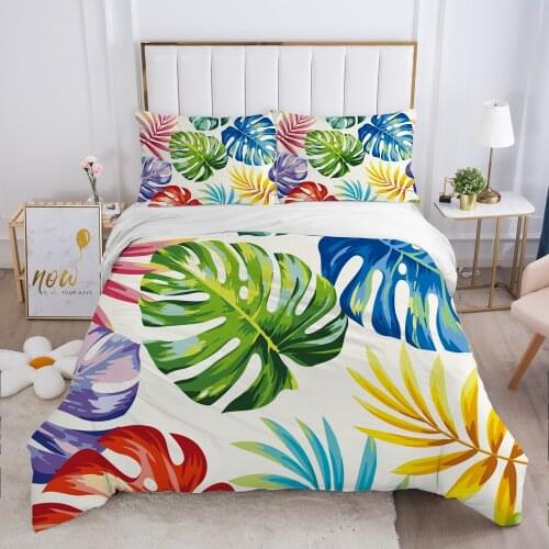 Luxury Duvet cover set Europe Queen King Size 3D Bedding set Print Bed linen Comfortable Quilt cover Bed Set Nordic leaf colour