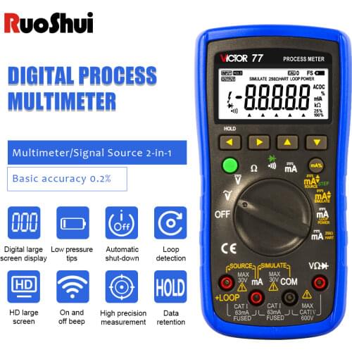 RuoShui 77 Process Meter Signal source digital multimeter 4-20MA output process Calibrator Loop Supply 24V Simulate Transmitter