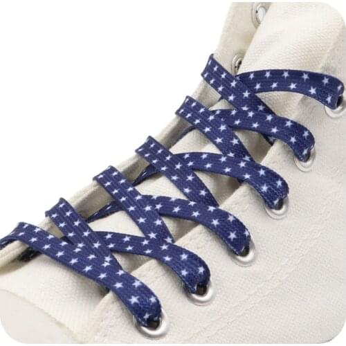 Coolstring Trend Personality Heat Transfer Shoelaces Sublimated Printed Blue White Star Printing Boot Laces For Sneakers Flats