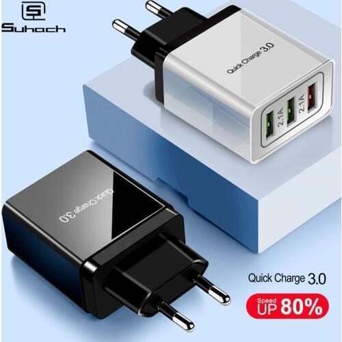 Suhach Quick Charger 3.0 USB Charger Power Wall Adapter for iPhone iPad Samsung Xiaomi Mobile Phones QC3.0 Travel Fast Charger
