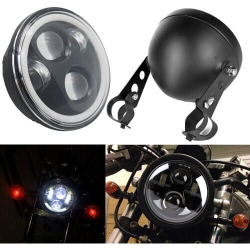 5-3/4" 5.75 inch Motorcycle Moto LED Projector Full Halo Headlight 5 3/4" Housing Bucket Bracket Ring For 5.75 inch Motorcycle