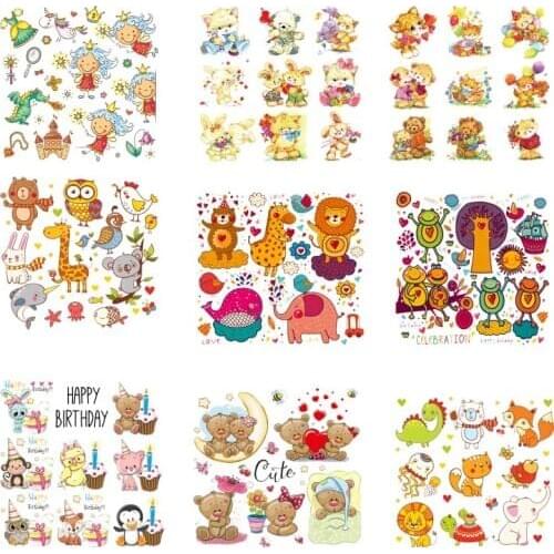 Iron-on Transfers for Clothing Patches for Clothes Animal Stickers Diy Cute Patch T-shirt Applique Heat Transfer Vinyl Stripe C