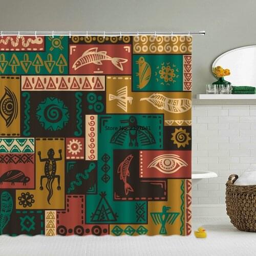 Waterproof Shower Curtains Indian Bohemian Style Bathroom Curtains 3d Printing With Hooks Decoration Shower Curtain or Mat