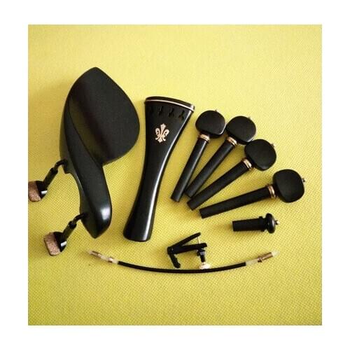 High quality New ebony violin parts 4/4, pegs, tailpiece, chinrest, endpin
