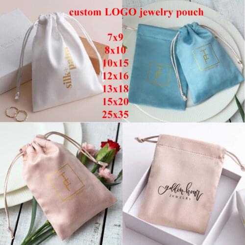 100pcs Double Side White Velvet Bag Small Jewelry Packaging Gift Pouches Flannerl Big Large Size Custom Logo Print Personalized