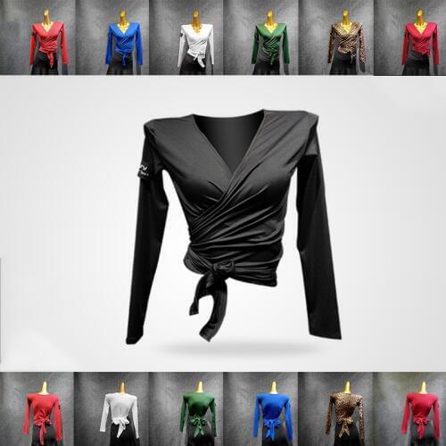 WomenS Latin Dance Tops Female Adult Milk Silk Long-Sleeved Dance Clothes Samba Dancing Practice Performance Tops Wear VDB1118