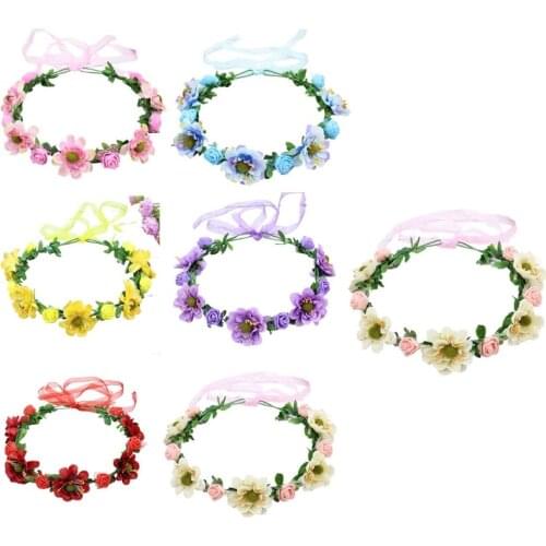 Bohemian Handmade Rose Flower Crown Headband Wedding Festival Beach Hair Wreath Sweety Girls Women Holiday Garland Headpiece