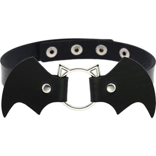 1pc Fashion Bat Shape Choker Necklace Creative Faux Leather Choker Punk Style Choker Collar For Women Jewelry Accessories
