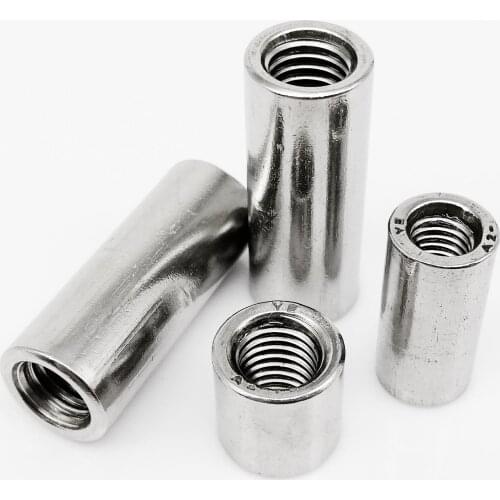 2/10pcs M3 M4 M5 M6 M8 M10 304 Stainless Steel Extend Long Lengthen Round Coupling Nut Connector Joint Sleeve Tubular Nut
