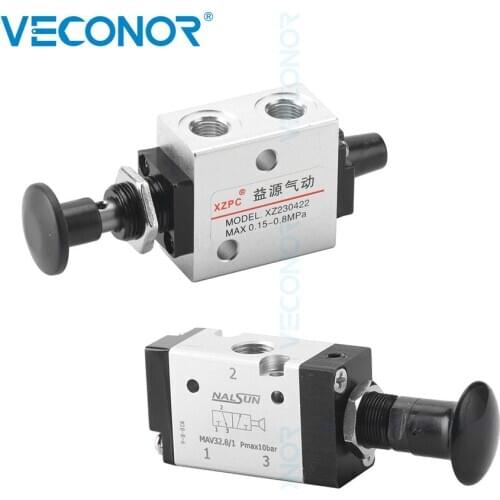 2 Position 3 Port Air Manual Valve Pneumatic Control Solenoid Pull Push Valve Hand Controlled Switch Lever Operated