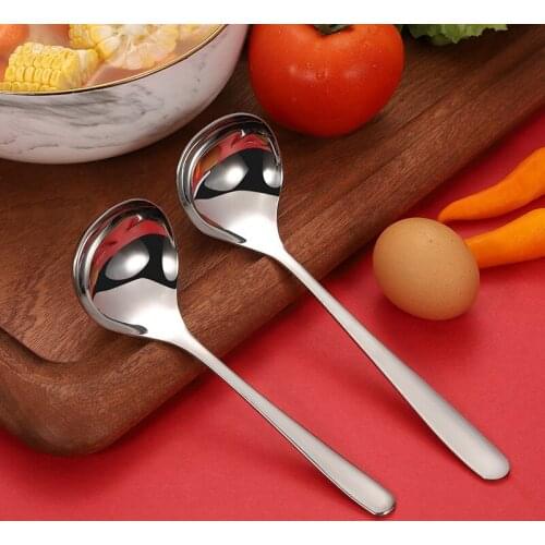 304 Stainless Steel Soup Spoon Deepen Thickened Large Capacity Tablespoon Kitchen Cooking Tool for Sauce, Broth, Gravy
