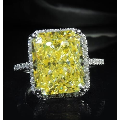 925 Sterling Silver Citrine Created 3 Ct Moissanite Wedding Anniversary Ring Women Fine Jewelry Wholesale Rings Adjustable Size