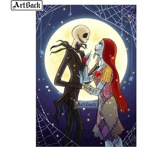 New 5d diamond painting skull jack and elizabeth square round drill diamond embroidery 3d mosaic artwork home decor