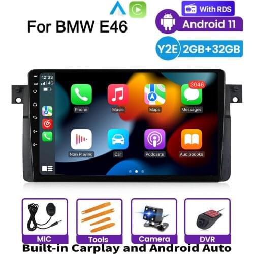 Android Auto Radio Car Player Stereo For BMW 3 Series E46 Multimedia M3 318/320/325/330/335 1998-2005 GPS Navigation With Wifi