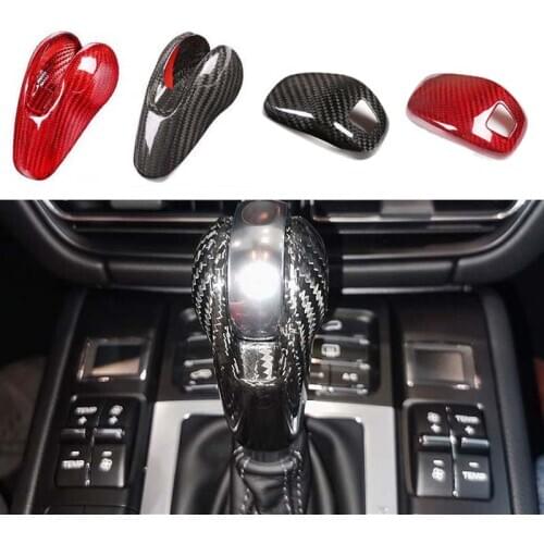 Real Carbon Fiber Car Accessories Interior Gear Shift Knob Head Cover Trim For Porsche Macan Panamera Cayman 718 911 Boxster
