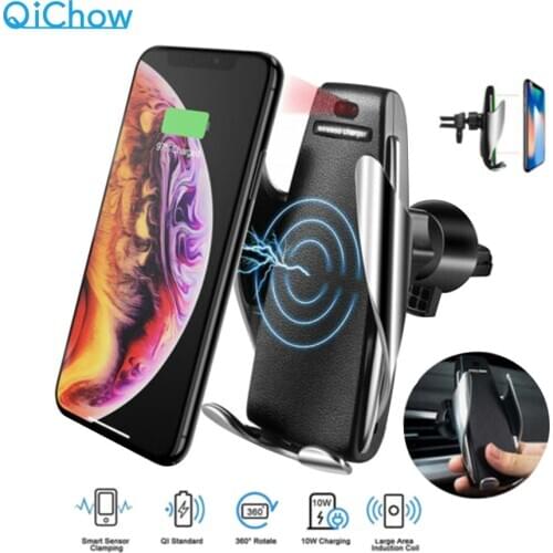 10W Qi Automatic Clamping Fast Charging Phone Holder Mount in Car for iPhone xr Huawei Samsung Smart Phone Wireless Car Charger