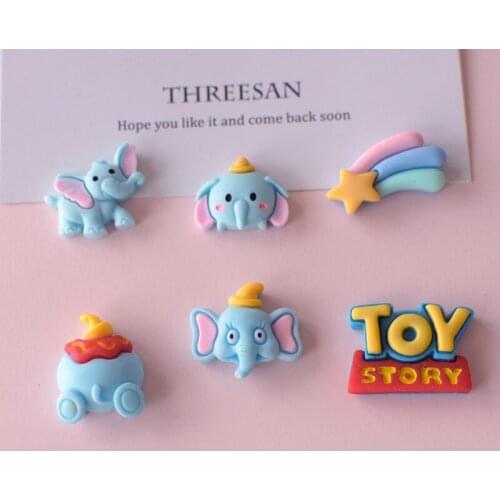 5Pcs DIY Resin Brooch Necklace Accessory Decoration Cartoon Super Cute Little Flying Elephant Rainbow Backpack Pendant Accessori