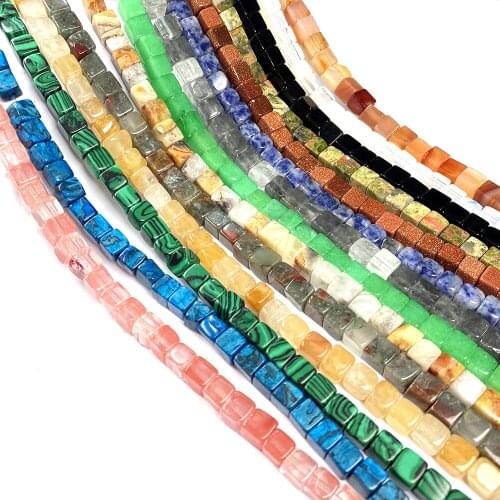 Natural Stone Beads Square Shape Polished Crystal Agates Turquoise Stone Beading Charm For Jewelry Making Bracelet Necklace Gift