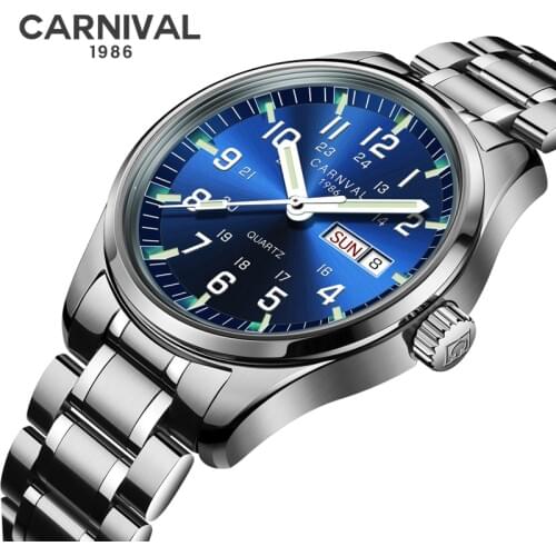 CARNIVAL Watches Men Sports Waterproof Date Analogue Quartz Mens Watches Business Watches For Men Relogio Masculino NEW 2020