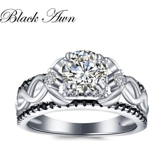 BLACK AWN 2021 New Genuine 100% Sterling 925 Silver Jewelry Engagement Rings for Women Gift C348