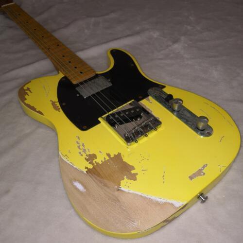 Yellow vestige electric guitar manual aging hardware nitrocellulose paint dyed yellow, free shipping